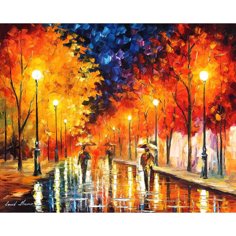 Gallery value USD8800 THE SHADOWS OF AUTUMN - PALETTE KNIFE Oil Painting On Canvas By Leonid Afremov